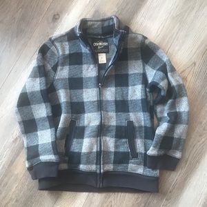 Boys Plaid Zip-up Sweater